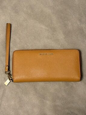 Michael Kors Tan Saffiano Leather Zip Wristlet